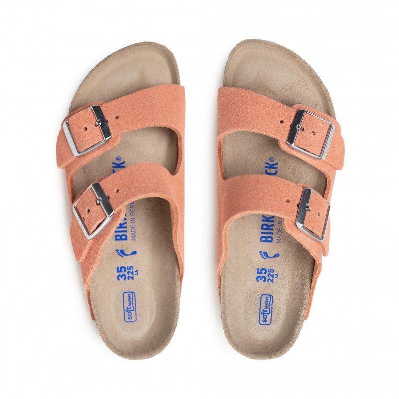 Birkenstock Arizona SFB coral peach semsket skinn smal myk