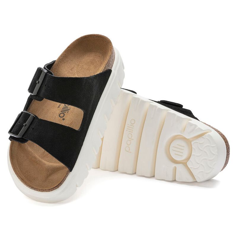 Birkenstock Arizona platform semsket skinn svart smal