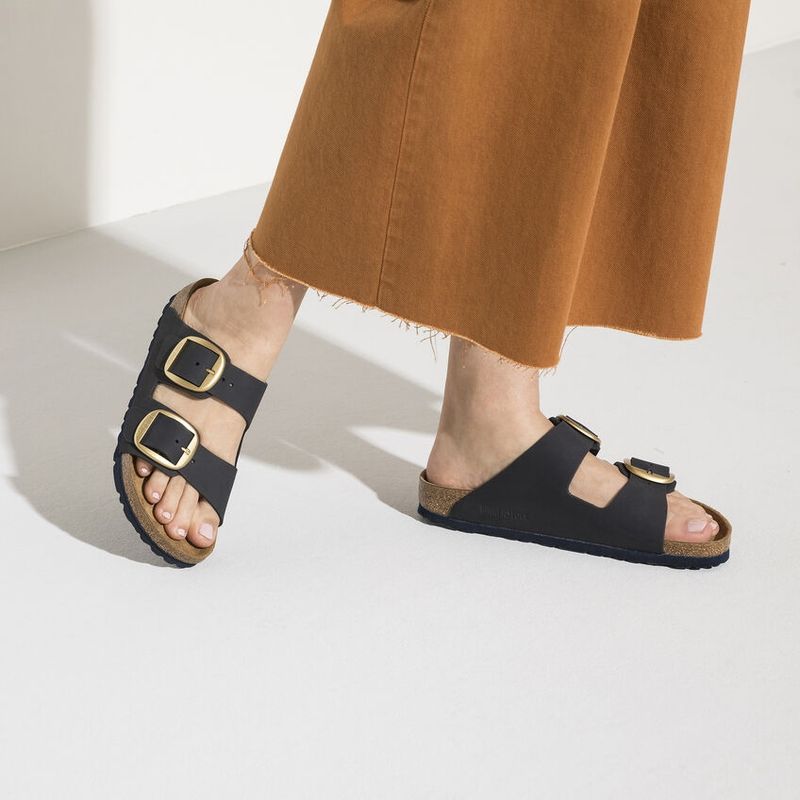 Birkenstock Arizona Big buckle blå skinn smal