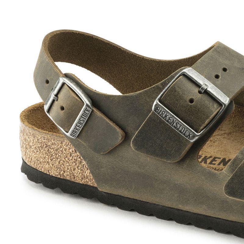 Birkenstock Milano Faded Khaki oljet skinn normal