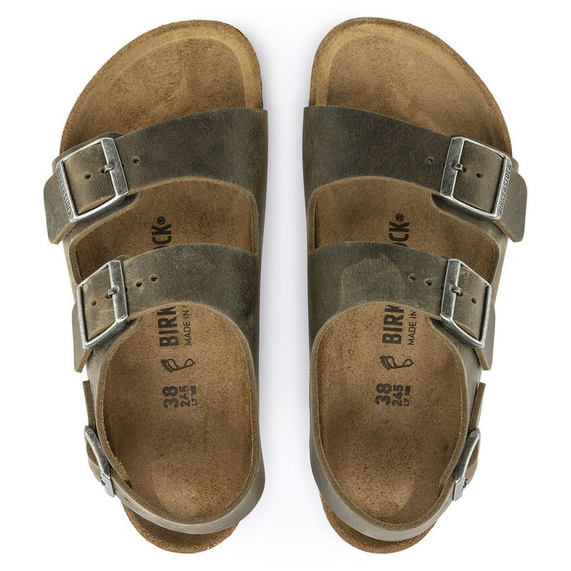 Birkenstock Milano Faded Khaki oljet skinn normal