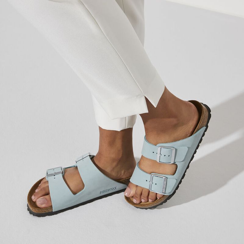 Birkenstock Arizona SFB NU Faded Aqua skinn smal