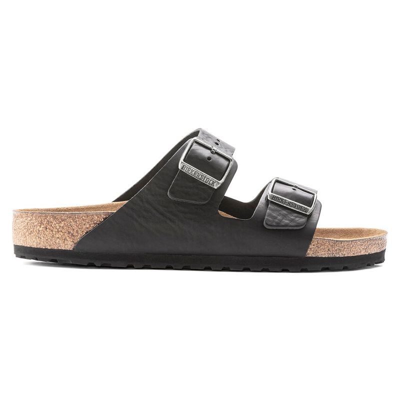 Birkenstock Arizona Vintage Wood Black Grip Naturskinn smal
