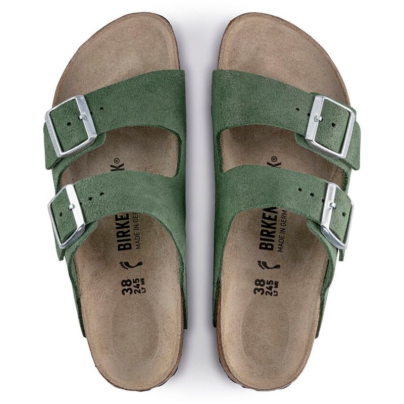 Birkenstock Arizona Shimmering Thyme smal grønn semsket skinn