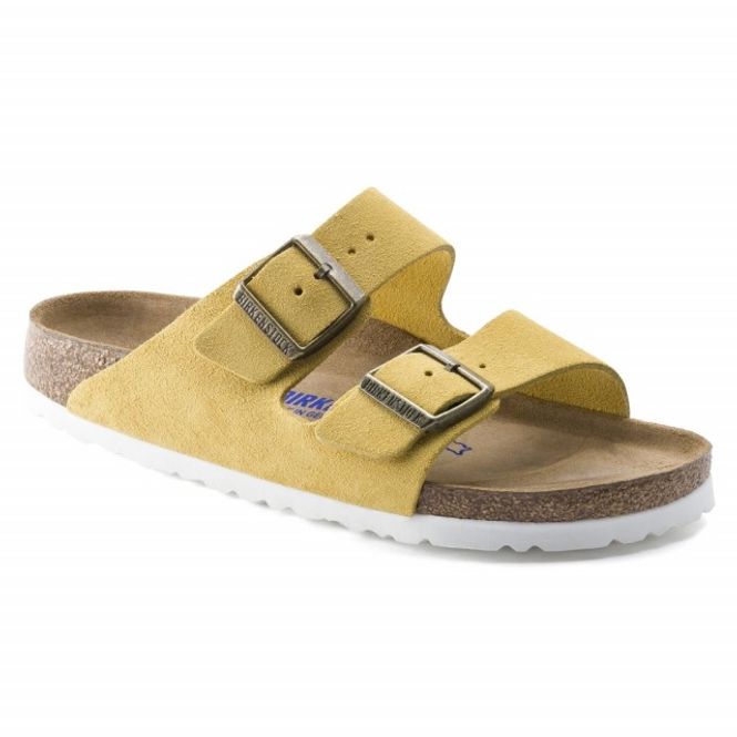 Hovedbilde Birkenstock Arizona SFB Ochre semsket skinn smal ...