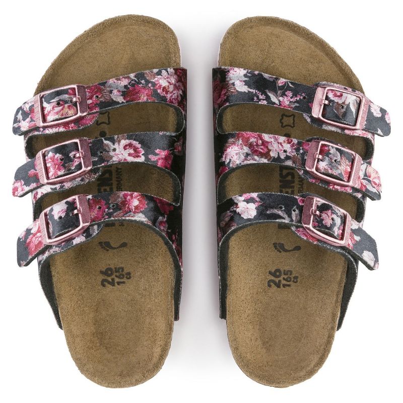 Birkenstock Florida velvet flower svart Birko-flor