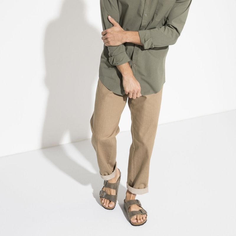 Birkenstock Arizona SFB Faded Khaki oljet skinn smal myk