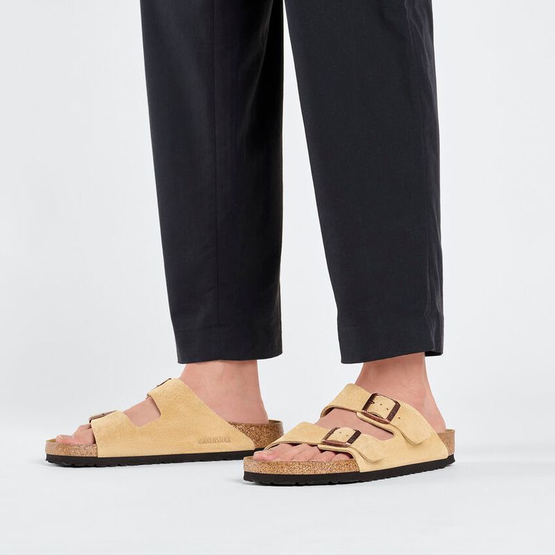 Birkenstock Arizona Latte cream semsket skinn smal myk