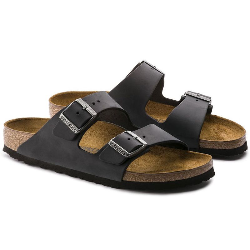 Birkenstock Arizona Svart oljet skinn smal