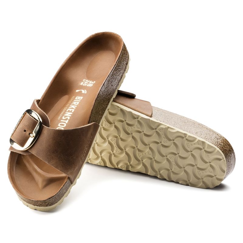 Birkenstock Madrid Big buckle cognac skinn smal