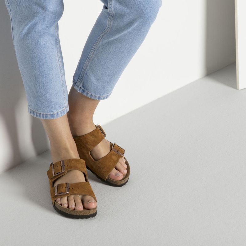 Birkenstock Arizona SFB Mink semsket skinn smal myk