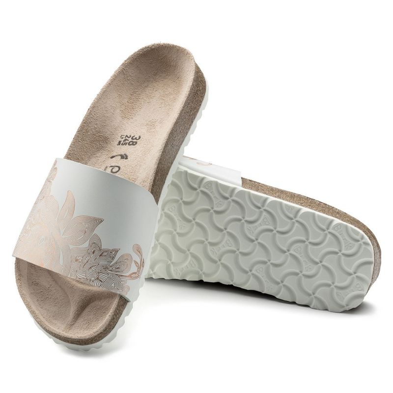 Birkenstock Papillio Cora ornaments hvit/rosegull skinn smal