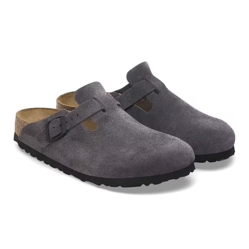 Birkenstock Boston velvet grey semsket skinn normal