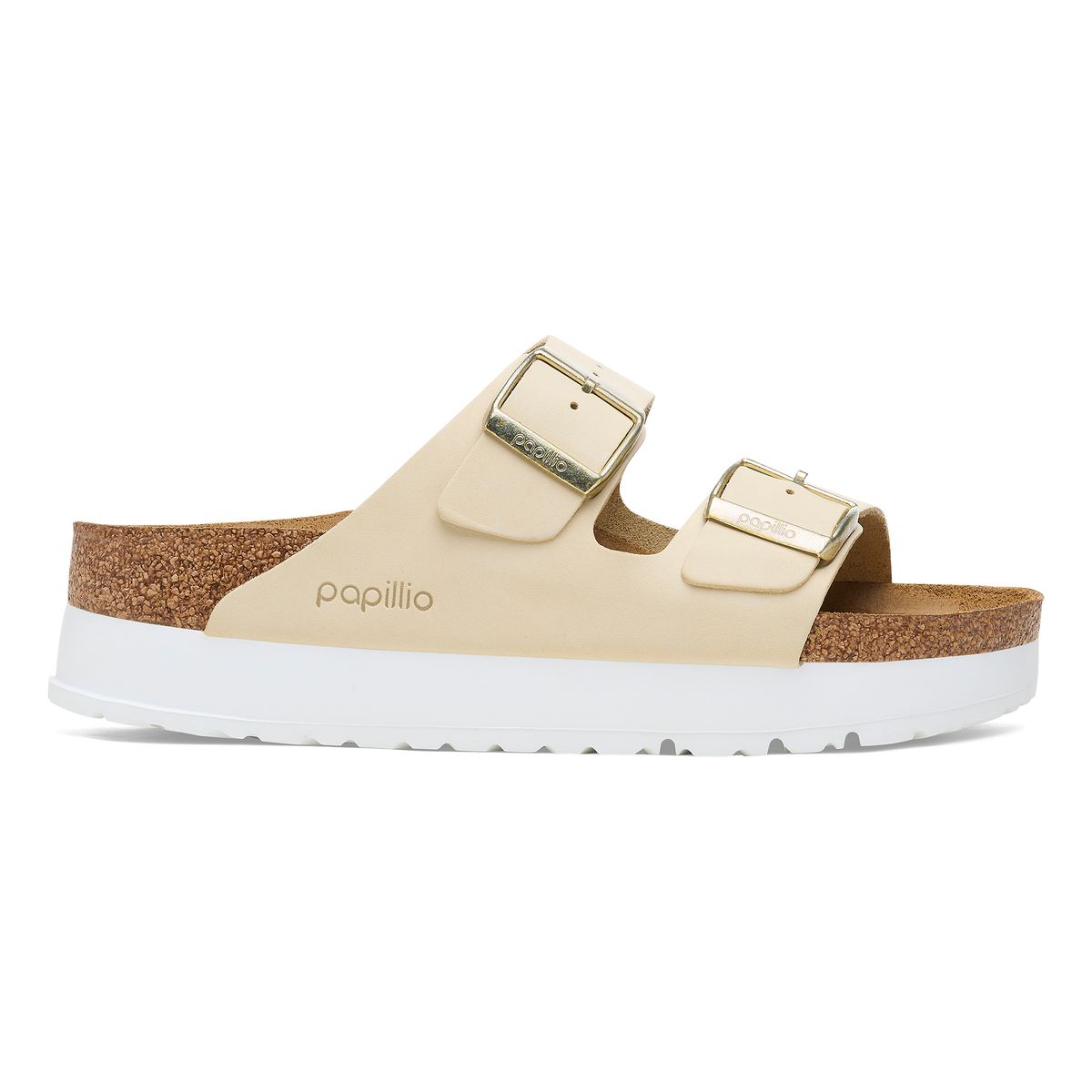 Birkenstock Arizona platform Ecru nubuck skinn smal