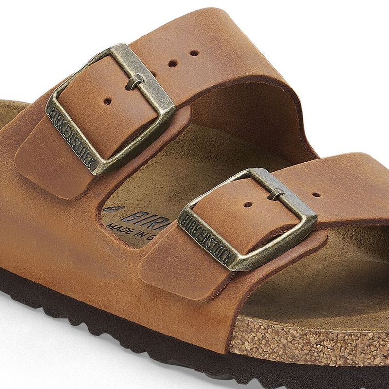 Birkenstock Arizona Cognac oljet nubuck skinn smal