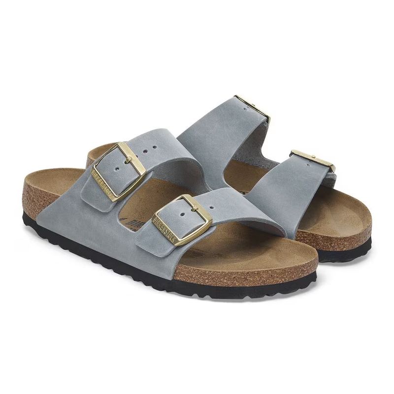 Birkenstock Arizona oljet skinn Basalt Grey smal