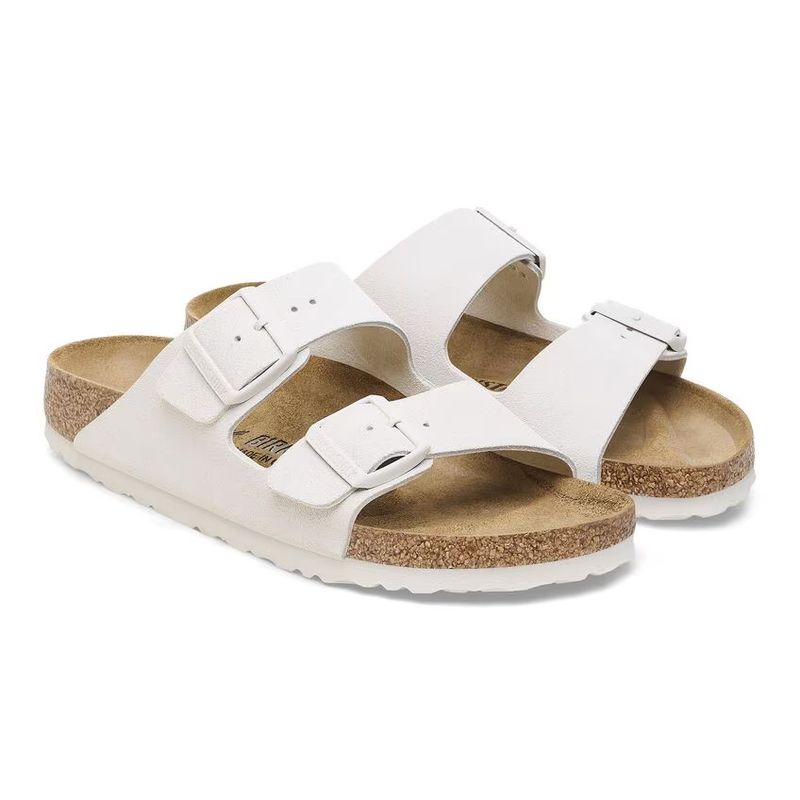 Birkenstock Arizona antikk hvit semsket skinn smal