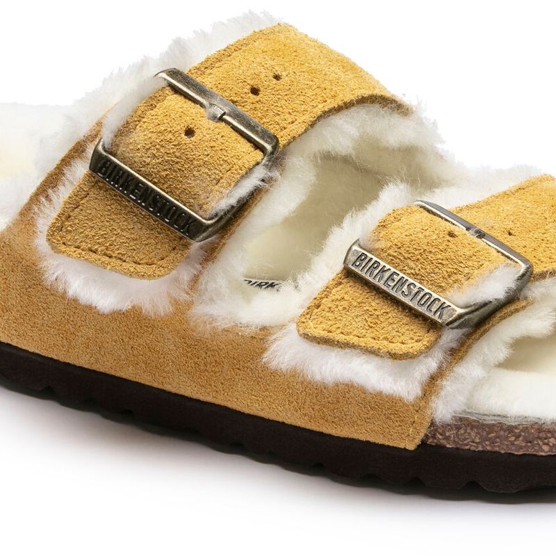 Birkenstock Arizona Shearling ochre semsket skinn/lammeull smal