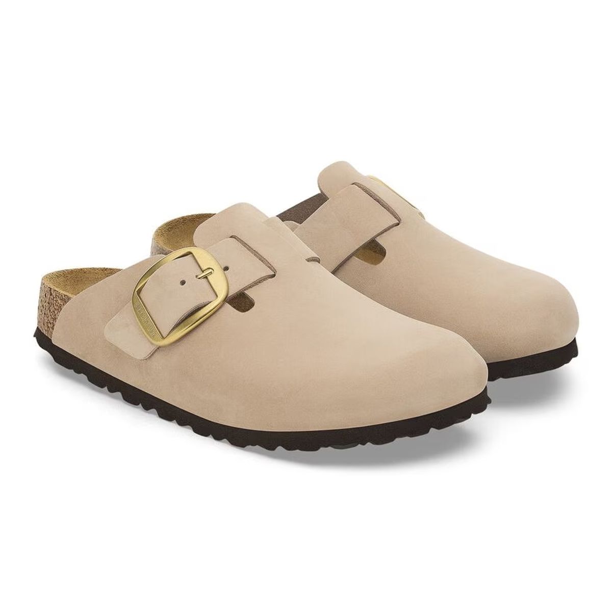 Birkenstock Boston Big Buckle Sandcastle skinn smal