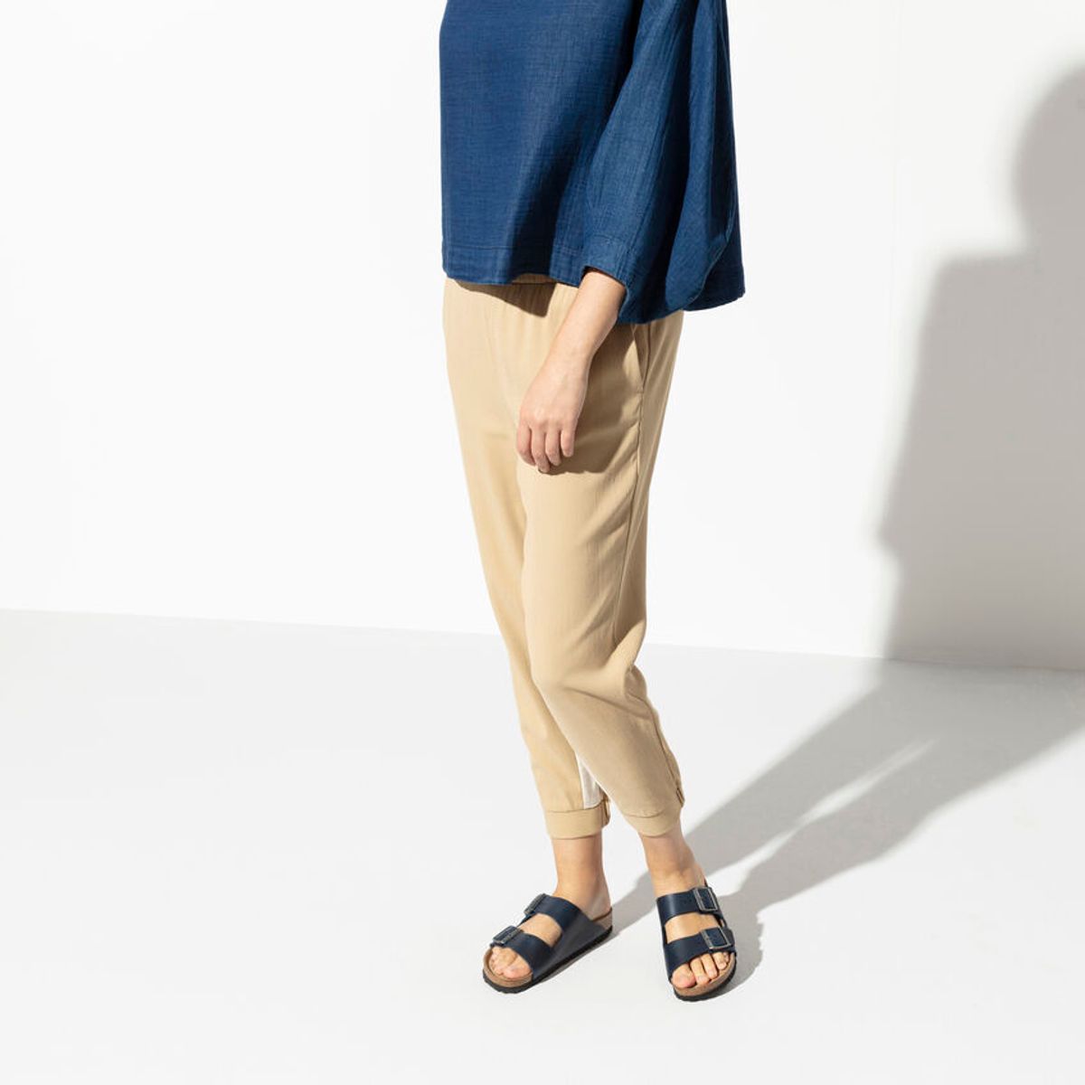 Birkenstock Arizona SFB Blå oljet skinn smal myk