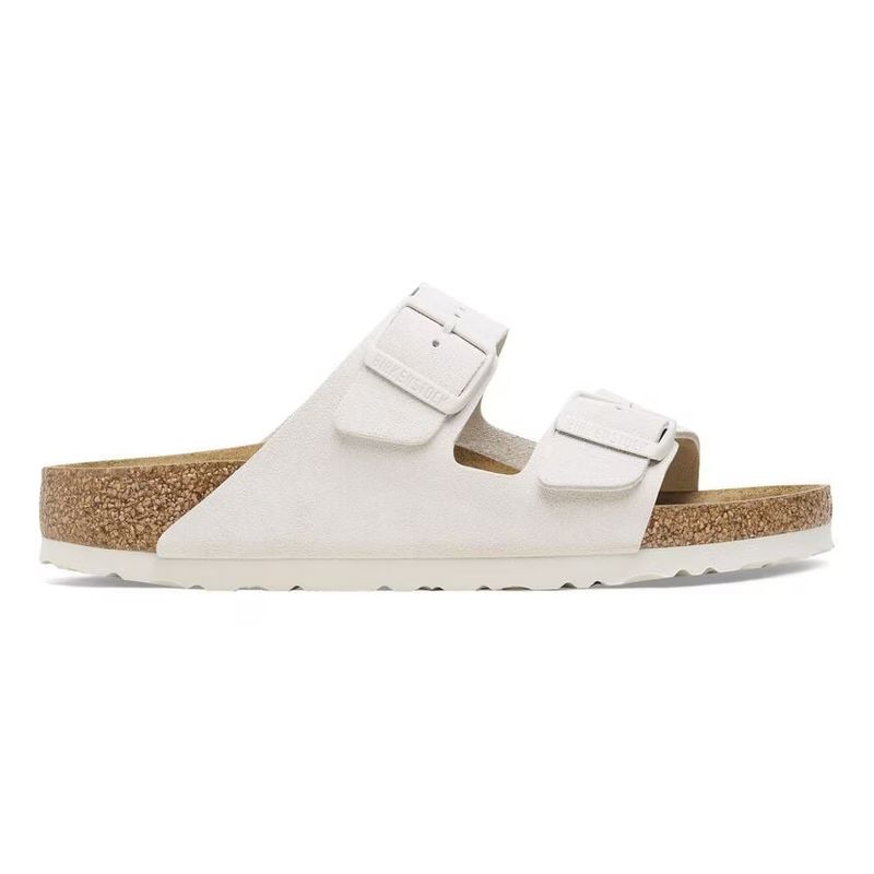 Birkenstock Arizona antikk hvit semsket skinn smal