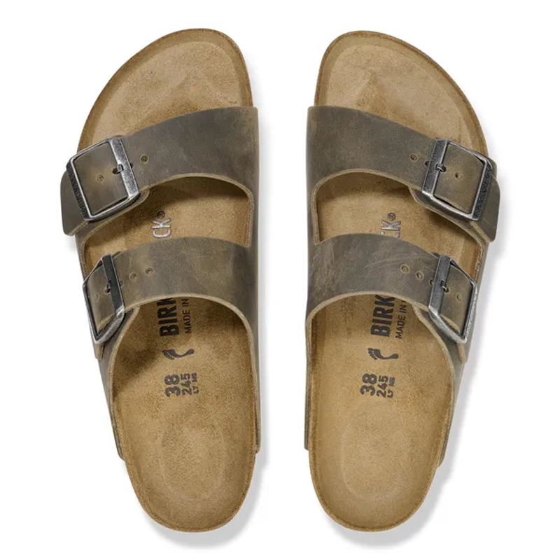 Birkenstock Arizona Faded Khaki oljet skinn normal