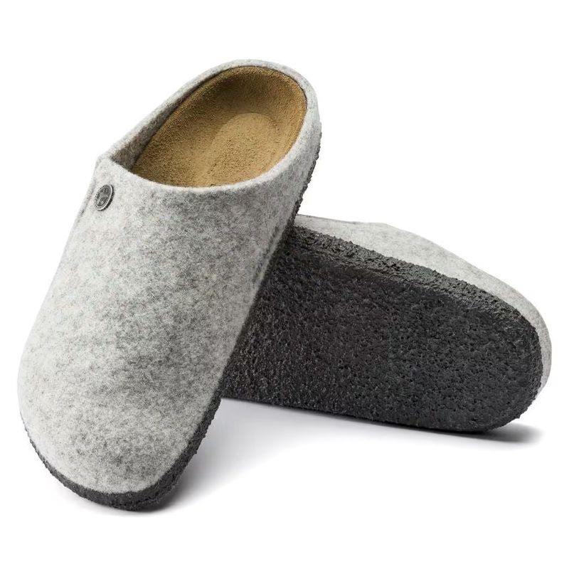 Birkenstock Zermatt Lysegrå tøffel ullfleece smal