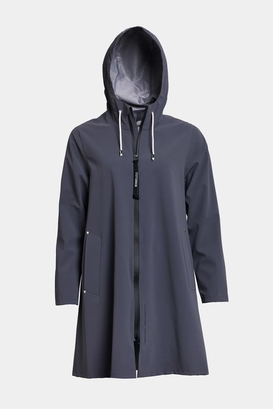 Stutterheim Mosebacke lightweight zip regnjakke dame matt metal