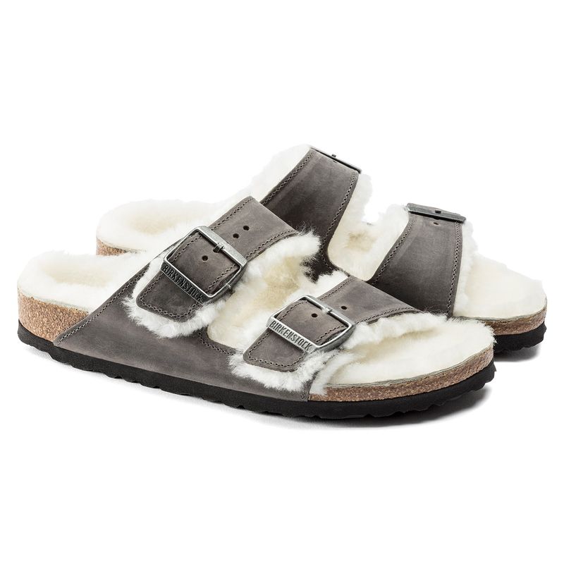 Birkenstock Arizona Shearling Iron skinn smal