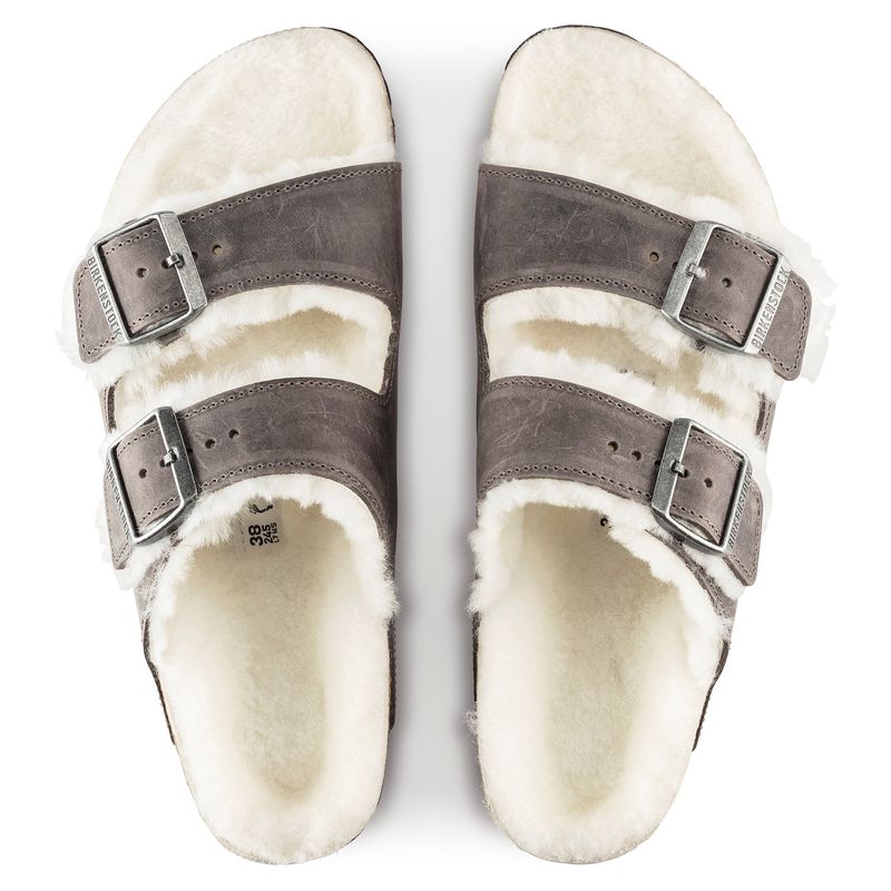 Birkenstock Arizona Shearling Iron skinn smal