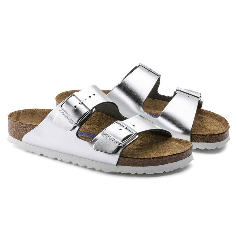 Birkenstock Arizona SFB Silver Met skinn myk - smal