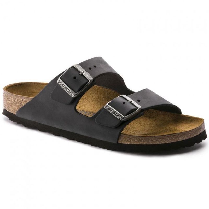Birkenstock Arizona Svart oljet skinn smal