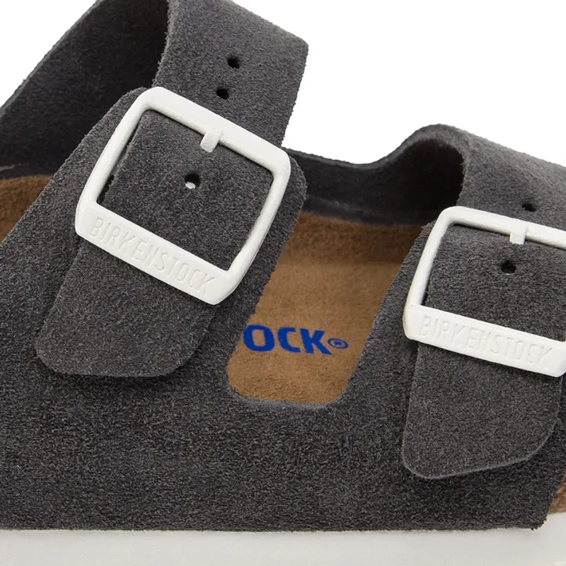 Birkenstock Arizona SFB gunmetal semsket skinn smal myk