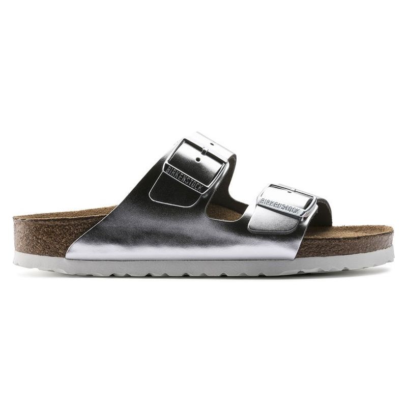 Birkenstock Arizona SFB Silver Met skinn myk - smal