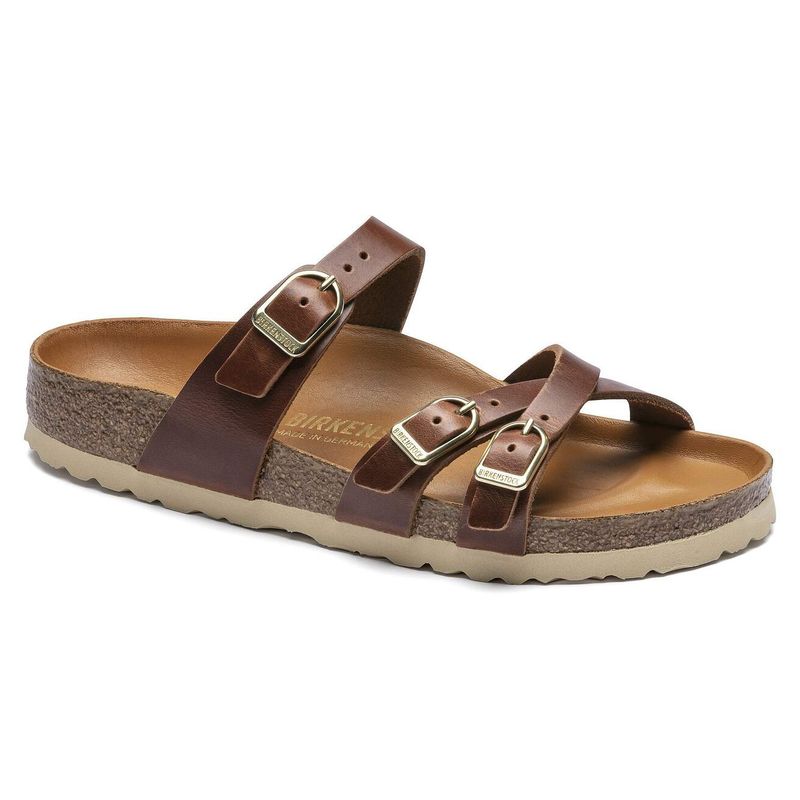 Birkenstock Franca Cognac oljet skinn smal