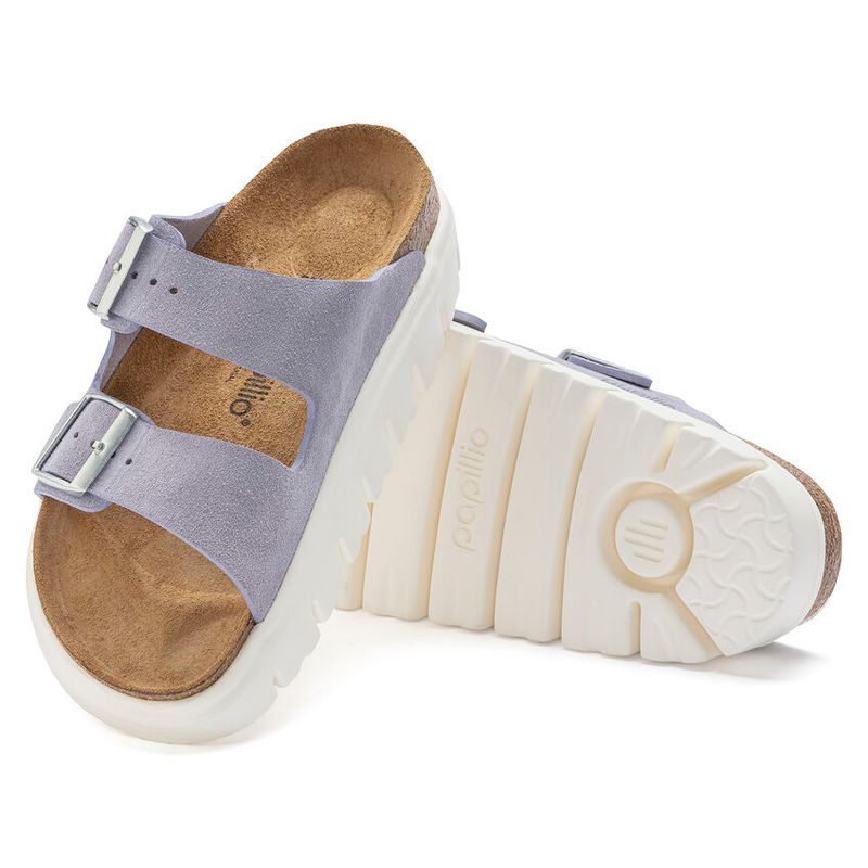 Birkenstock Arizona platform semsket skinn Purple fog smal