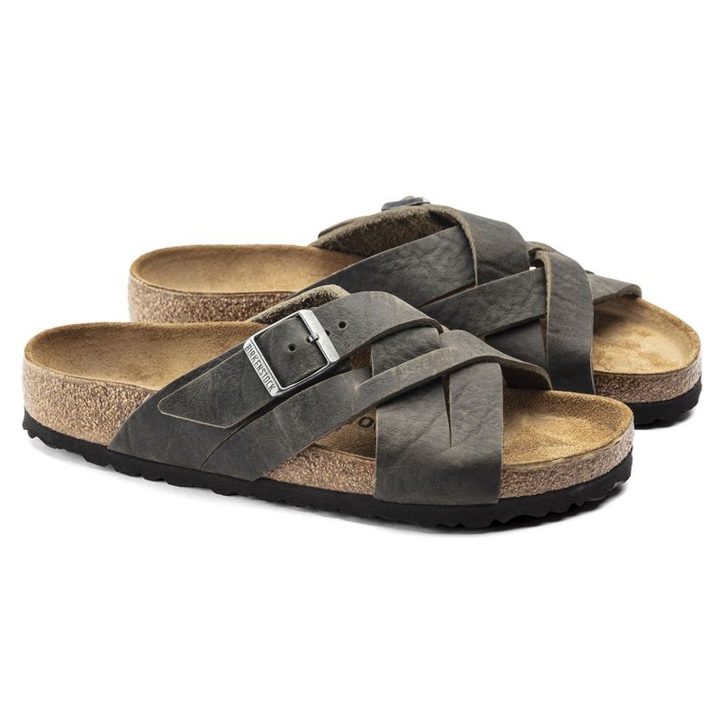 Birkenstock Lugano Faded Khaki oljet skinn normal