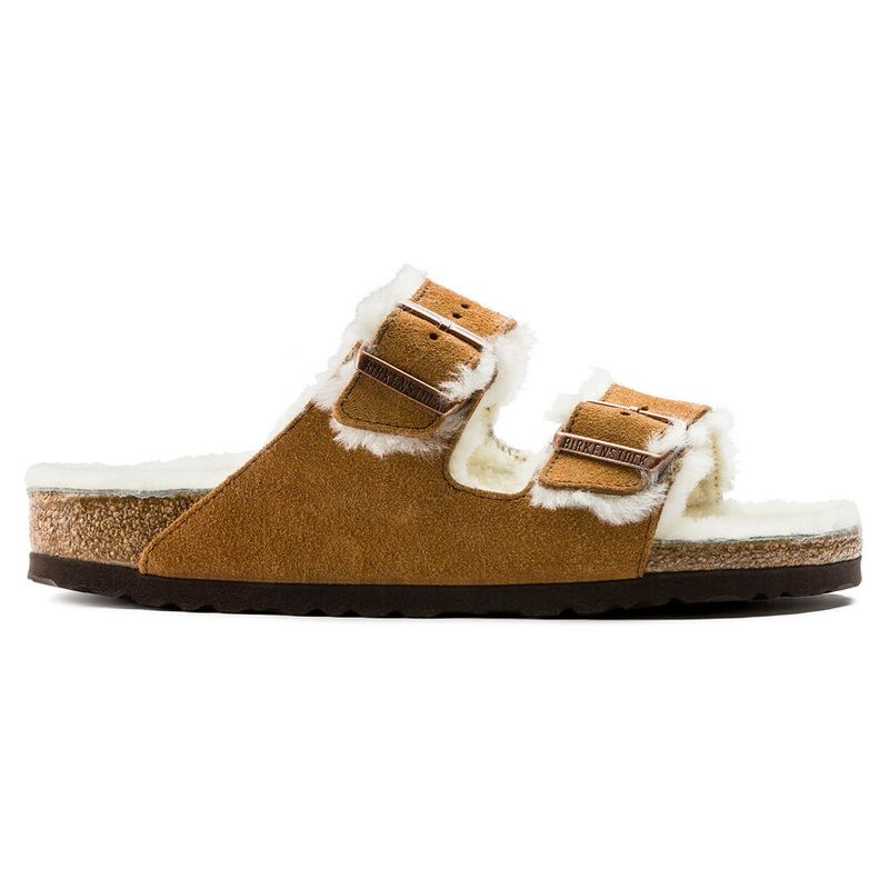 Birkenstock Arizona Shearling Mink semsket skinn/lammeull smal