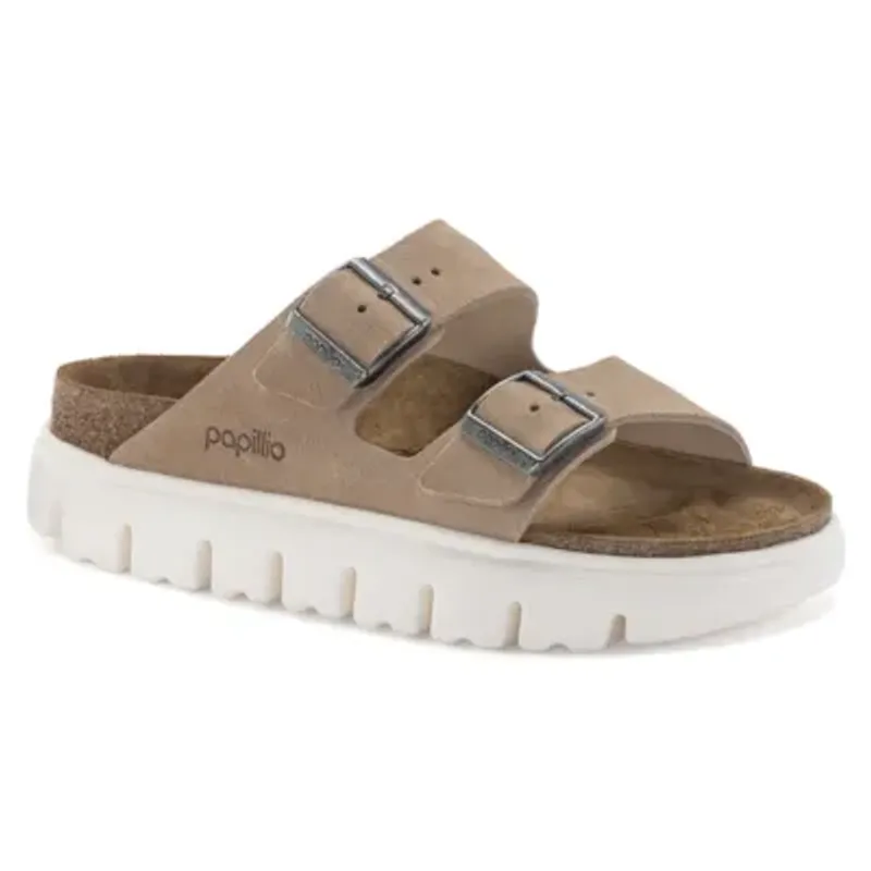 Birkenstock Arizona platform warm sand semsket skinn smal
