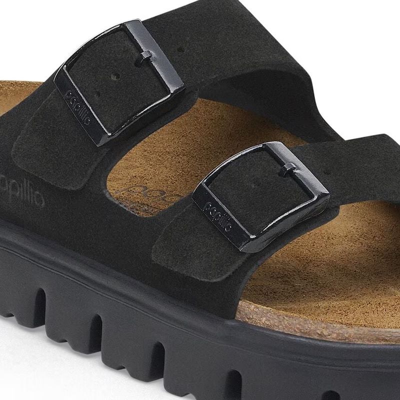 Birkenstock Arizona platform semsket skinn svart smal