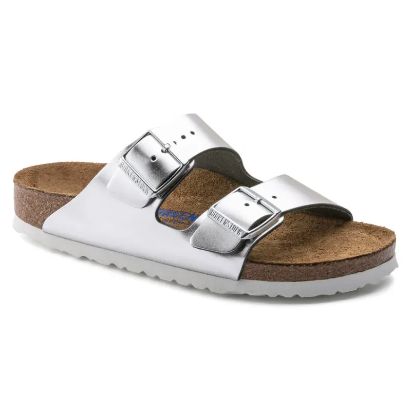 Birkenstock Arizona SFB Silver Met skinn myk - smal