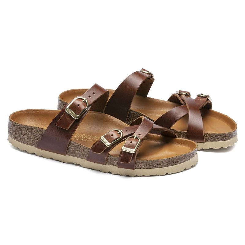 Birkenstock Franca Cognac oljet skinn smal