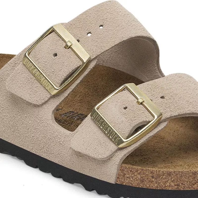 Birkenstock Arizona Sandcastle semsket skinn smal