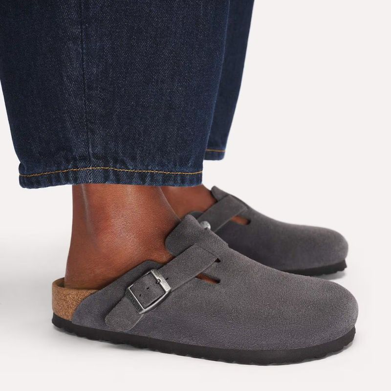 Birkenstock Boston charcoal semsket skinn normal