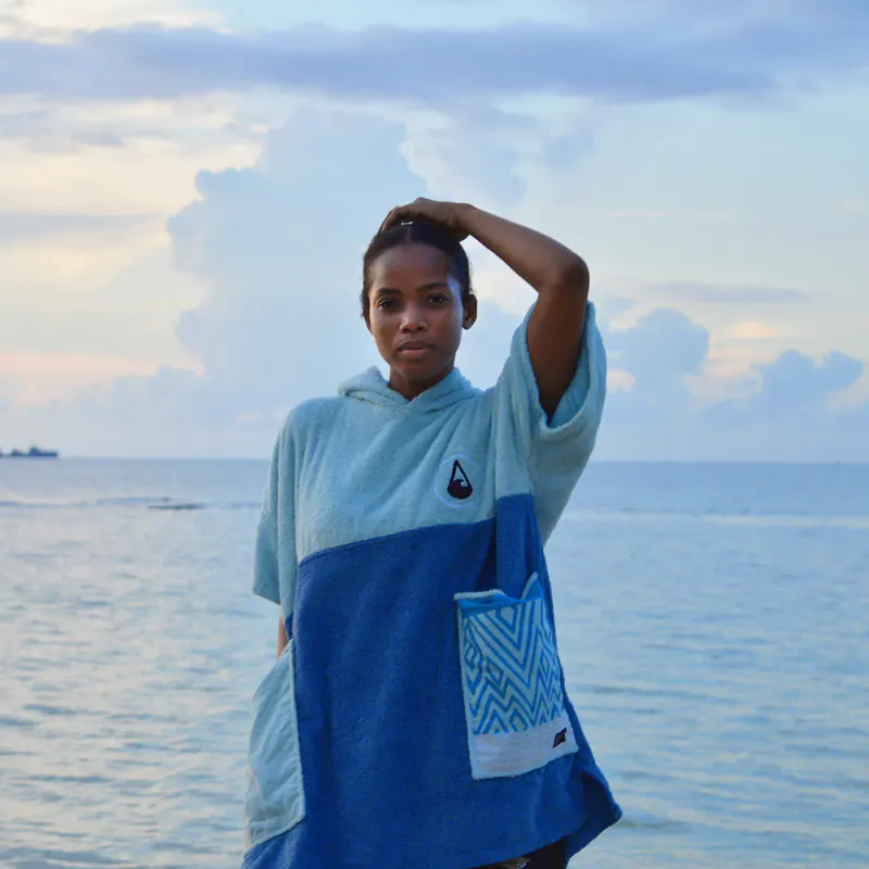 Poncho håndkle Bamboo Blå Maxi XS