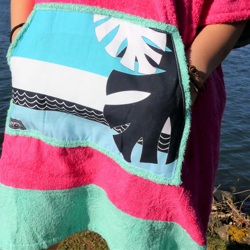 Poncho Håndkle Bamboo Rosa Wave S